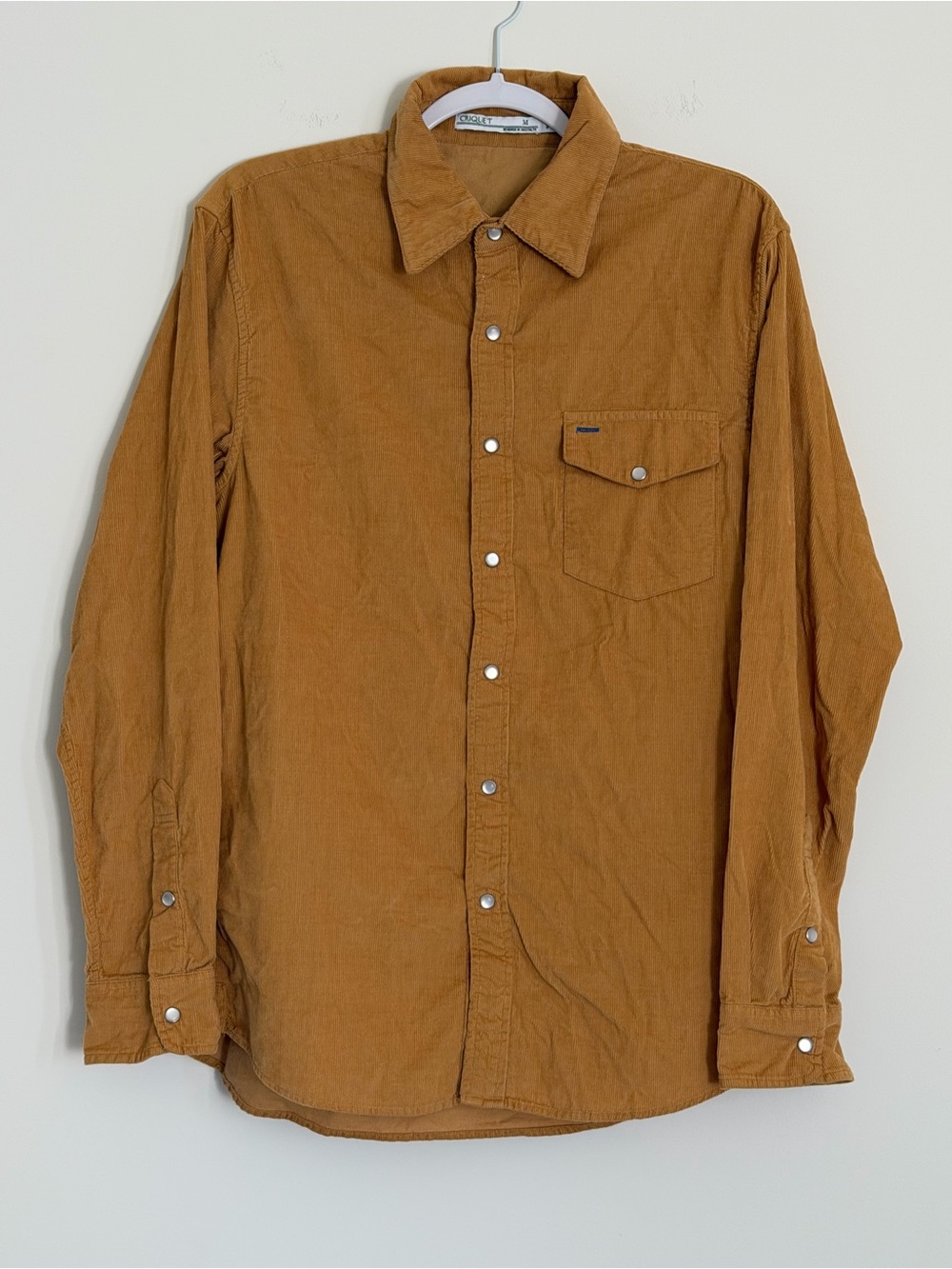 Criquet Medium Brown Corduroy Pearl Snap Shirt Western Cowboy Ranch Workwear